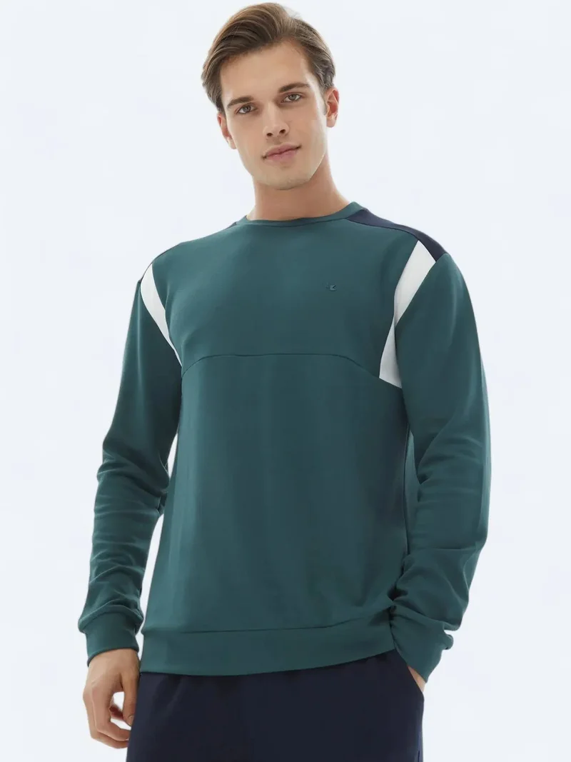 Kip Green Crew Neck Plain Sweatshirt