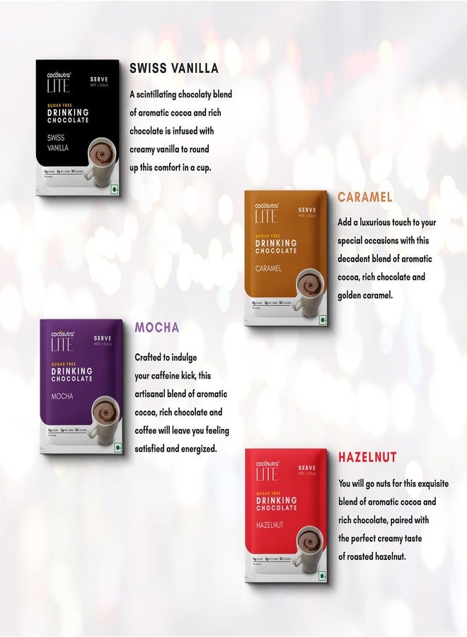 COCOSUTRA أكياس كوكوسوترا لايت من شوكولاتة الشرب الخالية من السكر | ساخنة أو باردة | 4 نكهات | منخفضة الكربوهيدرات، منخفضة السعرات الحرارية | ستيفيا وإريثريتول | نباتي | جاهزة في دقيقتين | 4 × 20 غرام - Image 3