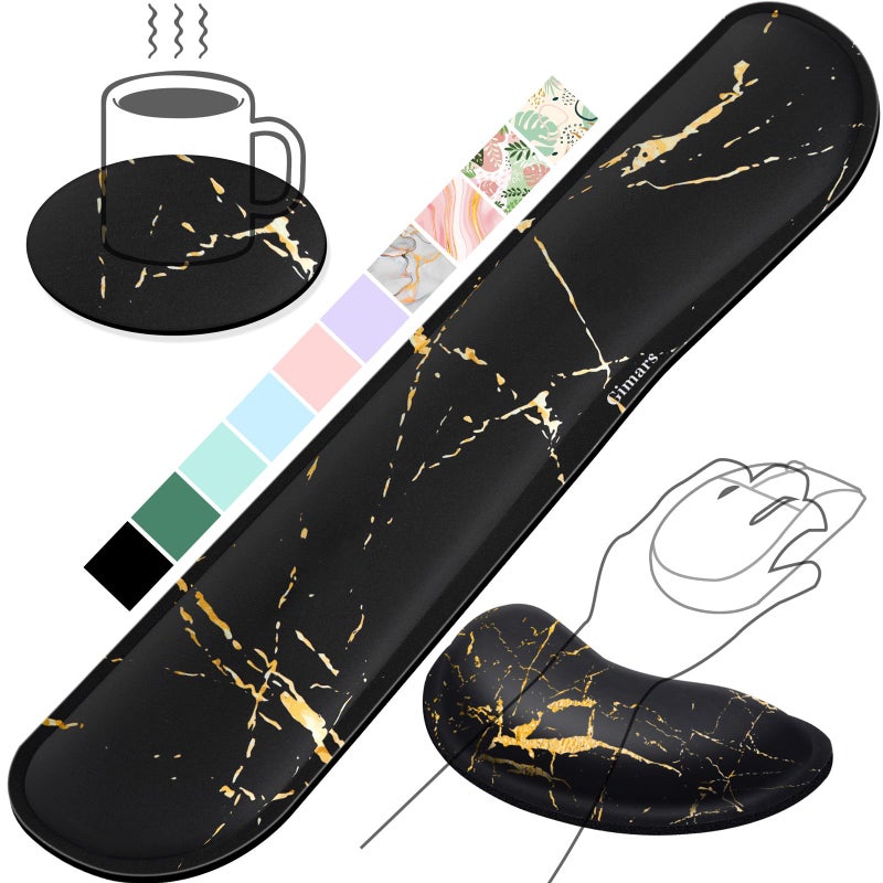 Gimars Upgrade Enlarge Gel Memory Foam Set Keyboard Wrist Rest Pad, Mouse Wrist Cushion Support for Office, Computer, Laptop, Mac, Comfortable, Lightweight for Easy Typing Pain Relief,Marbling - Image 1