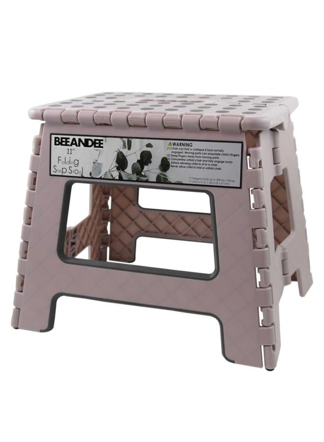 BEEANDEE Foldable Step Stool Sturdy Safe Enough - Holds up to 300 Lb - 11 inch Footstool for Adults or Kids, Folding Ladder Storage/Opens Easy, for Kitchen,Toilet,Camping (Dusty Pink Puple) - Image 1