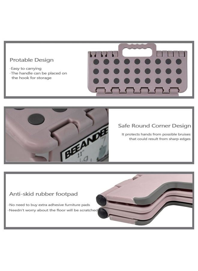 BEEANDEE Foldable Step Stool Sturdy Safe Enough - Holds up to 300 Lb - 11 inch Footstool for Adults or Kids, Folding Ladder Storage/Opens Easy, for Kitchen,Toilet,Camping (Dusty Pink Puple) - Image 3