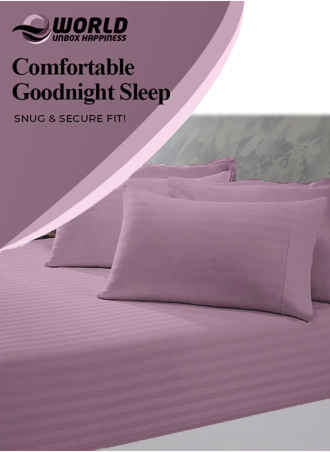 Eworld 3 Piece Luxury Pink Striped Bed Sheet Set with 1 Flat Sheet and 2 Pillowcases for Hotel and Home Crafted from Ultra Soft and Breathable Cotton for Year-Round Comfort, (Single/Double)  - Image 5