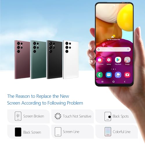 YWLRONG شاشة OLED لاستبدال شاشة سامسونج جالاكسي S22 ألترا 5G لشاشة سامسونج S22 ألترا 5G SM-S908U/S908U1 مع أدوات (أسود، يدعم بصمة الإصبع) - Image 2