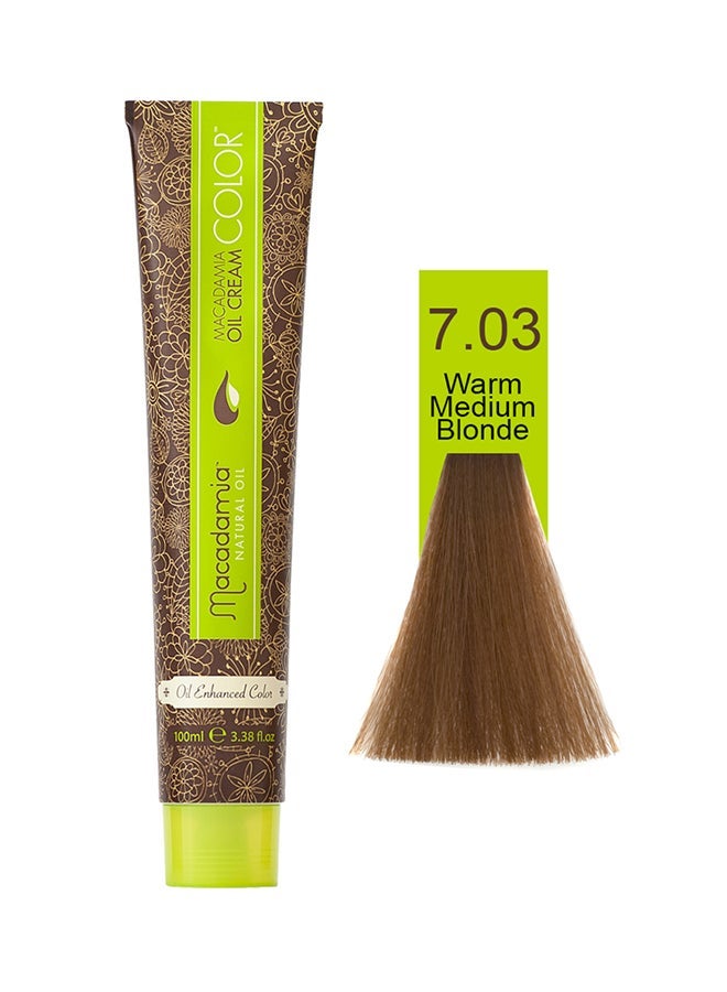 Macadamia Natural Oil Cream Hair Colour Medium Warm Blonde 7.03 100ml - Image 1