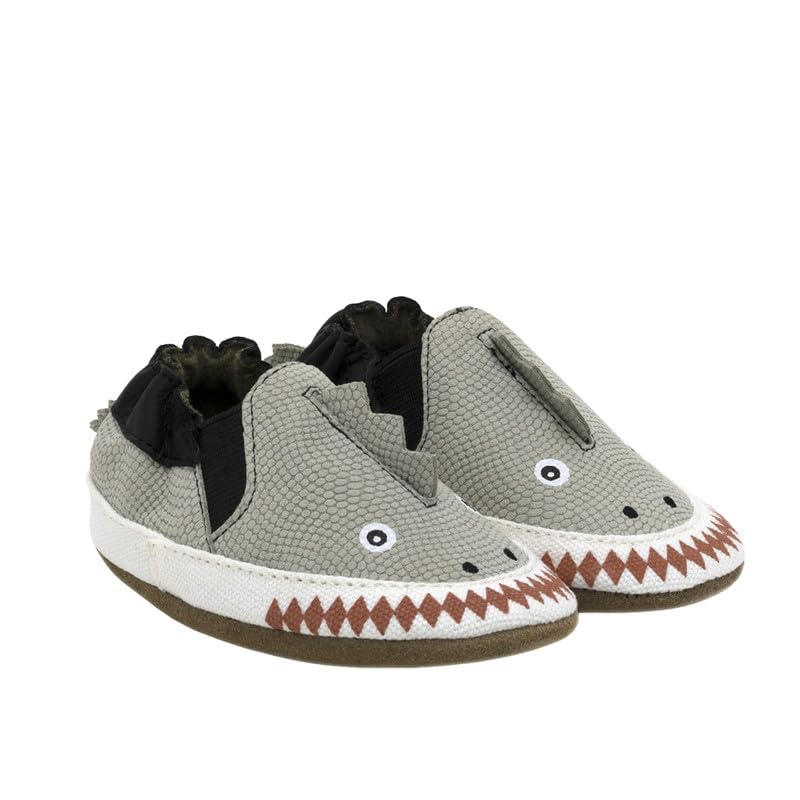 Robeez Dino Dan Flat (Infant), Pale Grey, 0-6 Months M US Infant - Image 2