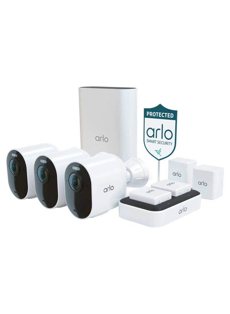 Arlo Ultra 2 Spotlight 3-Camera Security Bundle Indoor/Outdoor Wireless 4K Security System White - Image 1