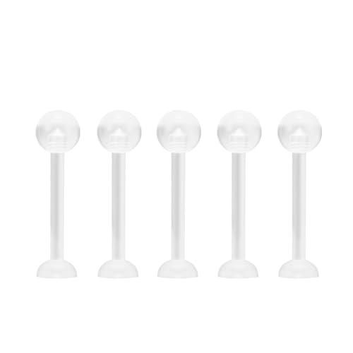 NewkeepsR 5pcs-14G(1.6mm) Thickness, 14mm(9/16'') Length, Bioplast Flexible Clear Tongue Ring Retainer, Unnoticeable Flat Labret Spacers - Image 1