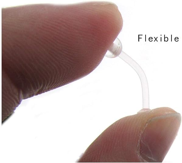 NewkeepsR 5pcs-14G(1.6mm) Thickness, 14mm(9/16'') Length, Bioplast Flexible Clear Tongue Ring Retainer, Unnoticeable Flat Labret Spacers - Image 5