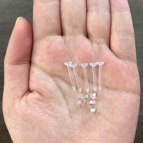 NewkeepsR 5pcs-14G(1.6mm) Thickness, 14mm(9/16'') Length, Bioplast Flexible Clear Tongue Ring Retainer, Unnoticeable Flat Labret Spacers - Image 4