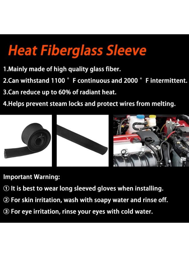 Heat Sleeve Fiberglass Adjustable Heat Shield High Temp Black Colour 5FT-25MM(1") for Car Wire Loom Brake Line Cable Protection - Image 5