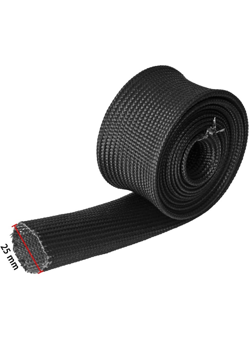 Heat Sleeve Fiberglass Adjustable Heat Shield High Temp Black Colour 5FT-25MM(1") for Car Wire Loom Brake Line Cable Protection - Image 4