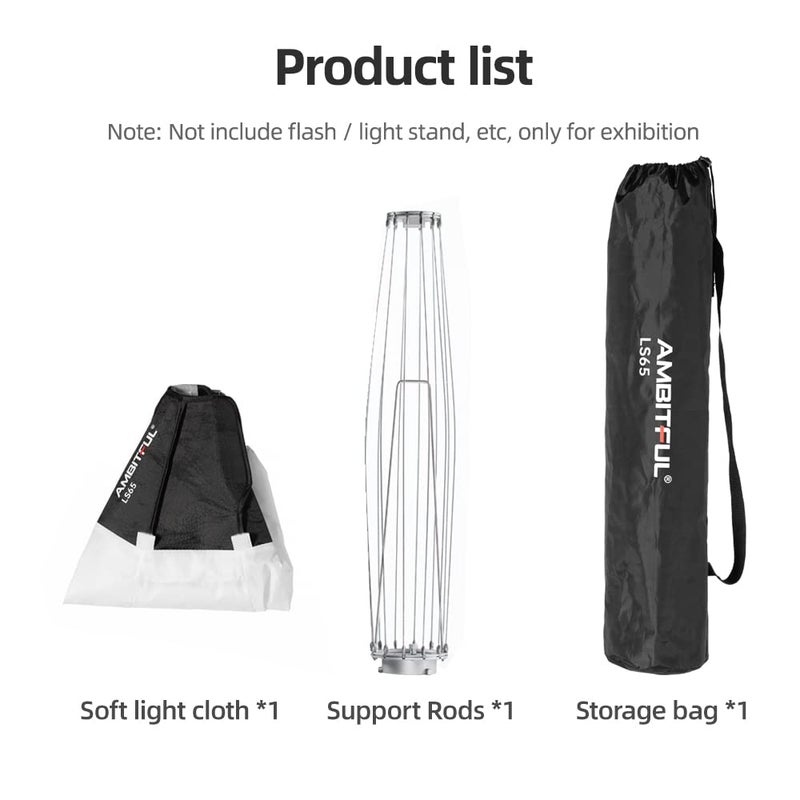 AMBITFUL AMBITFUL LS65 Lantern Softbox 25.6 inch/65 cm Soft Lighting Modifier Bowens Mount Softbox for Video Continuous Light, Live Video Light - Image 2