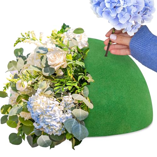 Max Shape Floral Foam Half Ball 7.48" for Floral Arrangements, Round Floral Foam Half Balls Green, Wet Flower Foam for Fresh Flowers - Image 1
