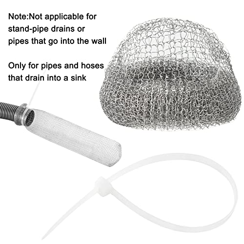 suoundey 24 Pieces Lint Traps Washing Machine Stainless Steel Lint Snare Traps Laundry Mesh Washer Hose Filter with 24 Pcs Cable Ties - Image 3