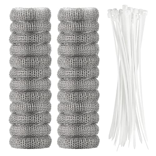 suoundey 24 Pieces Lint Traps Washing Machine Stainless Steel Lint Snare Traps Laundry Mesh Washer Hose Filter with 24 Pcs Cable Ties - Image 1