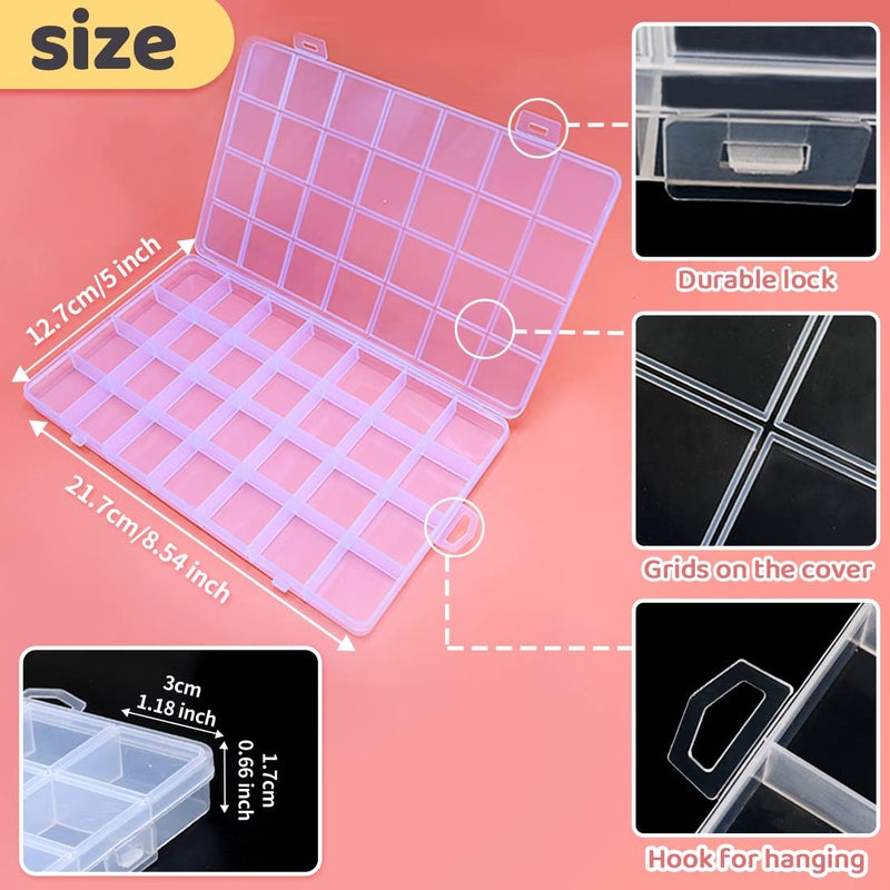 IOOLEEM 28 Grids Plastic Bead Organizer Box, Organizer Container Storage Box, Dividers for bead arts and crafts. - Image 2