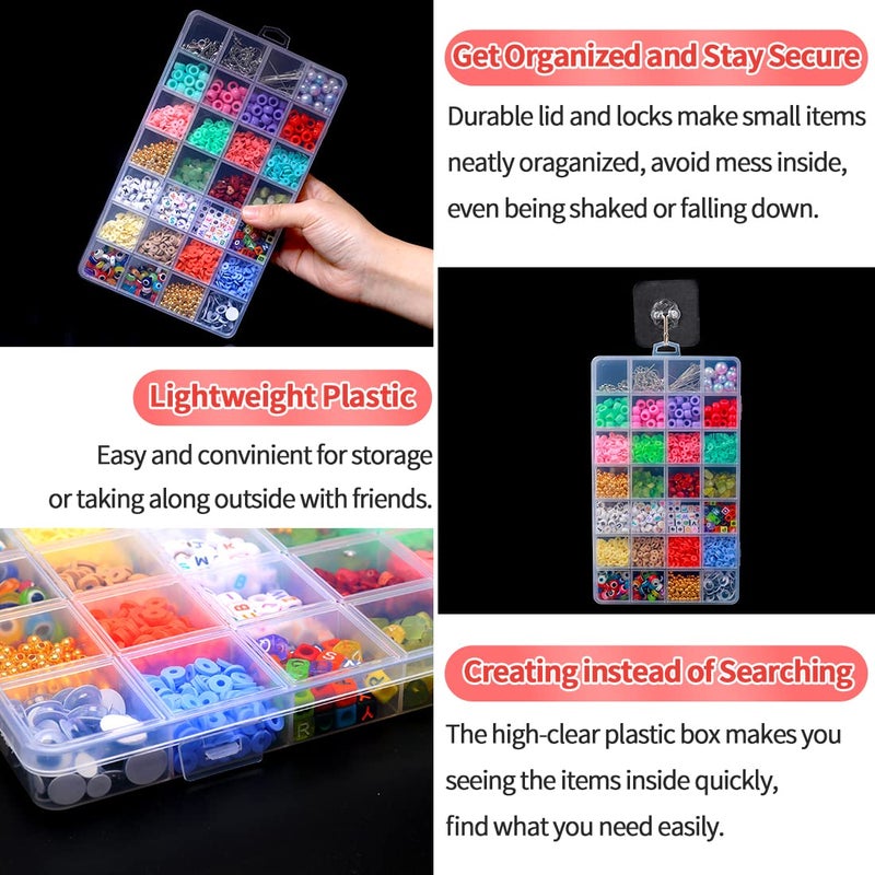 IOOLEEM 28 Grids Plastic Bead Organizer Box, Organizer Container Storage Box, Dividers for bead arts and crafts. - Image 3