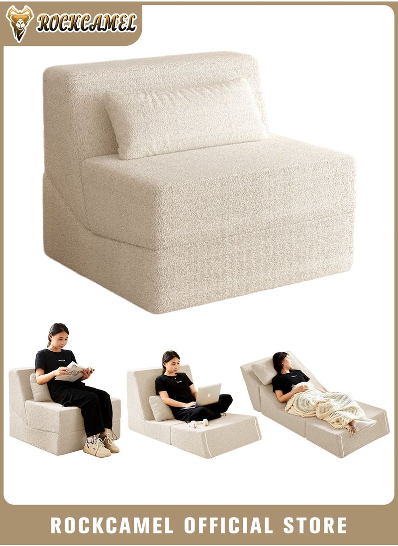 ROCKCAMEL 3 IN 1 Super Elastic Sofa, Convertible Bed/Backrest Chair/Backrest Sofa, Relieve Fatigue, Skin-Friendly Fabric With High Resilience, Compressed Packaging, Detachable And Washable, Folding Sofa Bed Suitable For Bedroom, Balcony And Living Room  - Image 1