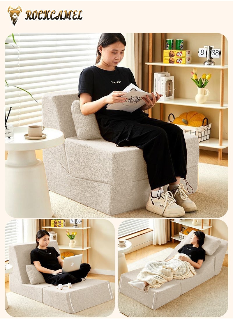 ROCKCAMEL 3 IN 1 Super Elastic Sofa, Convertible Bed/Backrest Chair/Backrest Sofa, Relieve Fatigue, Skin-Friendly Fabric With High Resilience, Compressed Packaging, Detachable And Washable, Folding Sofa Bed Suitable For Bedroom, Balcony And Living Room  - Image 2