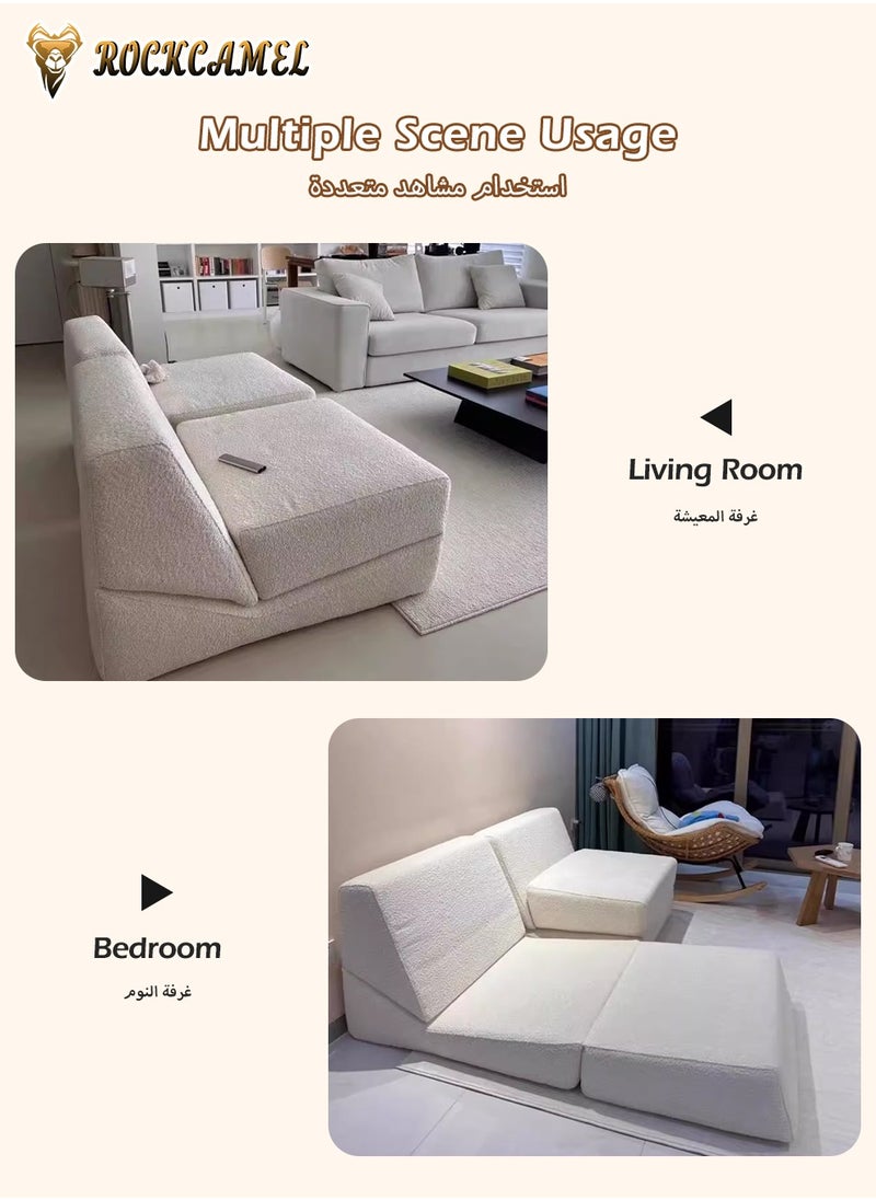 ROCKCAMEL 3 IN 1 Super Elastic Sofa, Convertible Bed/Backrest Chair/Backrest Sofa, Relieve Fatigue, Skin-Friendly Fabric With High Resilience, Compressed Packaging, Detachable And Washable, Folding Sofa Bed Suitable For Bedroom, Balcony And Living Room  - Image 4
