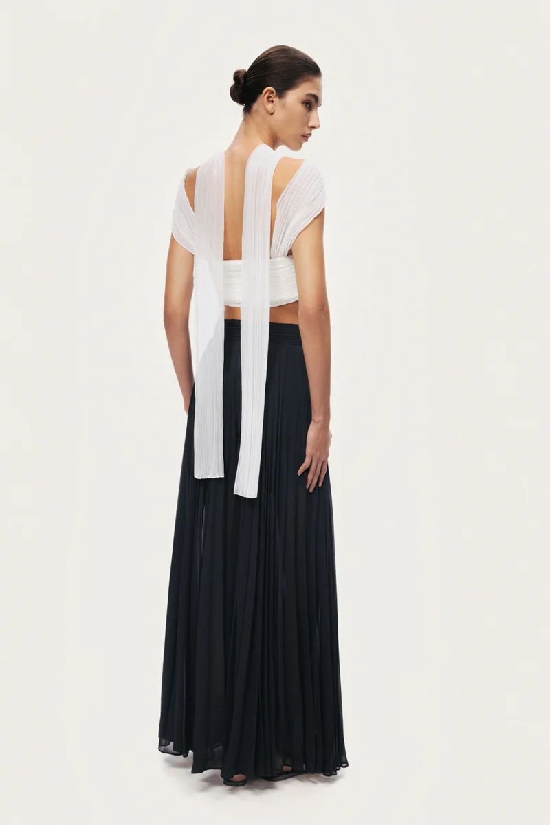 نوكتورن Pleated Chiffon Wide-Leg Pants