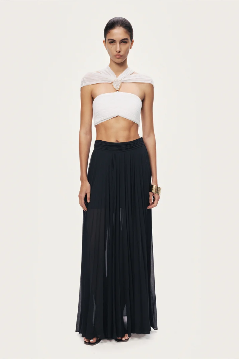 نوكتورن Pleated Chiffon Wide-Leg Pants