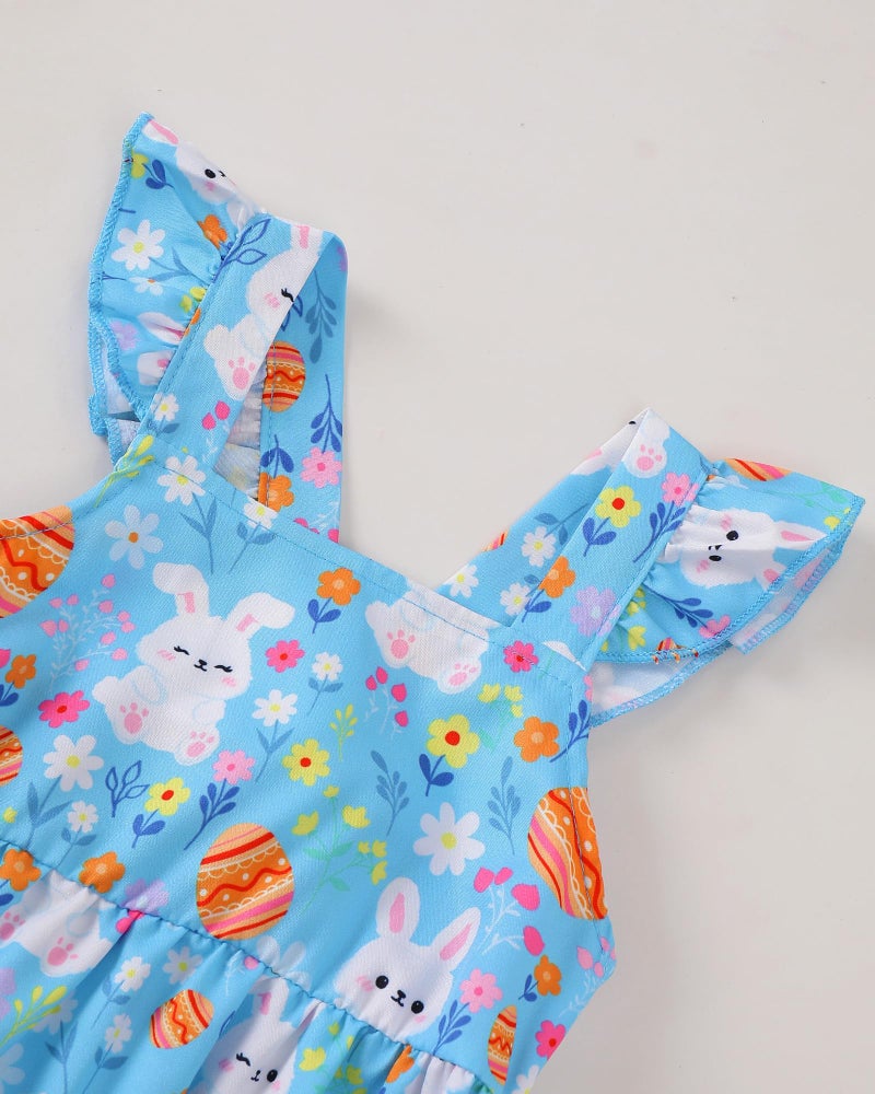 Mioglrie My First Easter Baby Girl Outfit 18-24 Months Girl Clothes Baby Girls Dress Infant Summer Outfits Toddler Casual Ruffle Sleeve Sundress with Cute Bag - Image 2