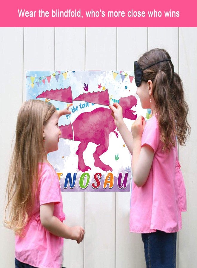 T-Antrix Pin The Tail on The Dinosaur Game -Dinosaur Party Games for Kids Girls with 21'' x 28'' Poster, Reusable Pink Tails Party Supplies for Kids Girls Birthday Party Favor Sets - Image 5