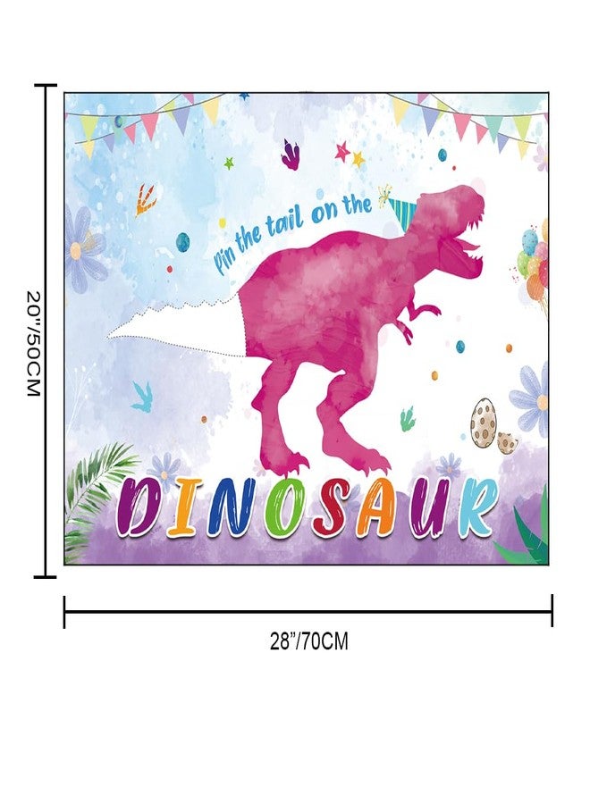 T-Antrix Pin The Tail on The Dinosaur Game -Dinosaur Party Games for Kids Girls with 21'' x 28'' Poster, Reusable Pink Tails Party Supplies for Kids Girls Birthday Party Favor Sets - Image 3