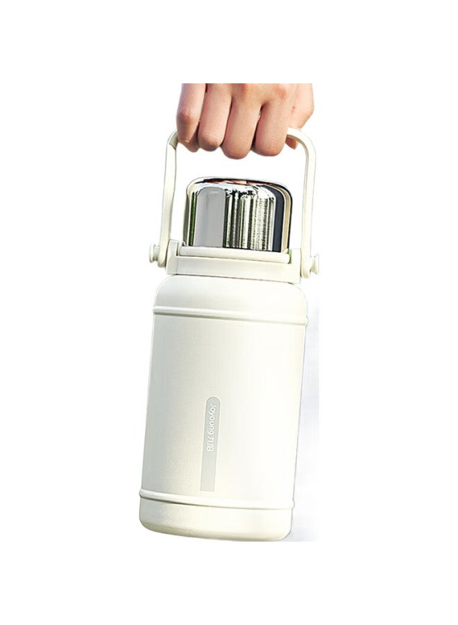 Joyoung Insulated Mug, 316L Stainless Steel, Large Capacity, For Men And Women, Outdoor Sports, Portable, Tea Cup, Wide-Body Cup, 1L, White - Image 1
