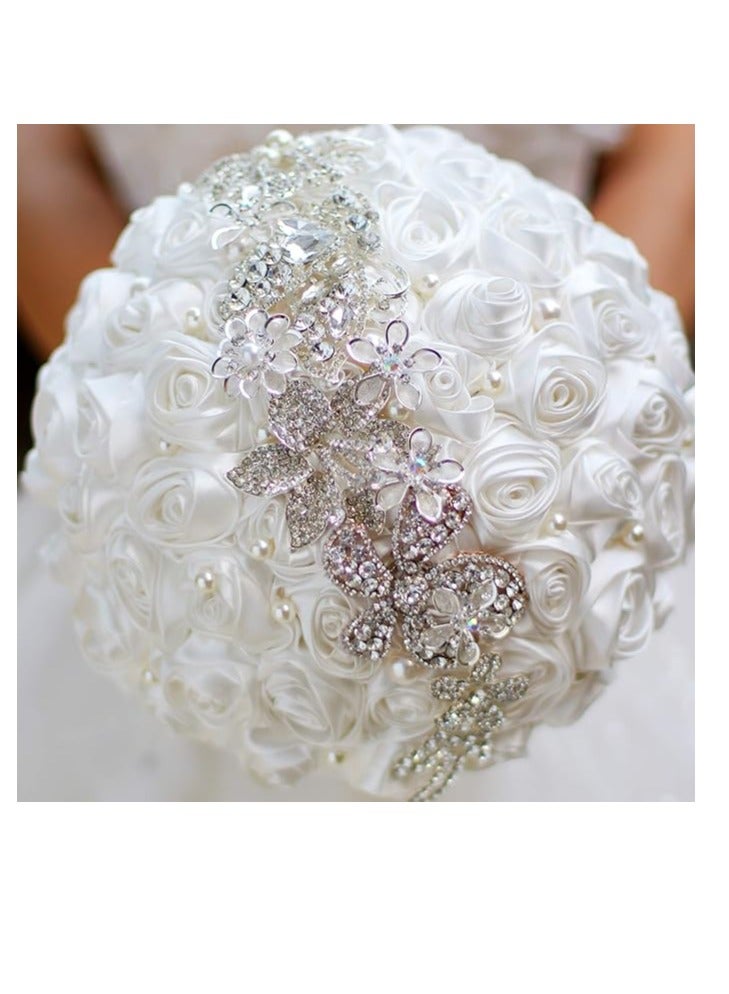 Bride Holding Flowers, Romantic Wedding Colorful Rose Bride 's Bouquet,Purple Pink Bridal Bouquets White - Image 1