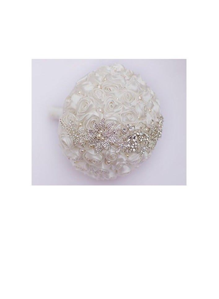 Bride Holding Flowers, Romantic Wedding Colorful Rose Bride 's Bouquet,Purple Pink Bridal Bouquets White - Image 2