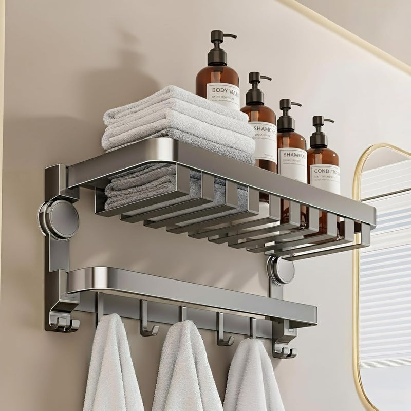 MIORAH Suction Cup Towel Holder in Bathroom | Self Adhesive Suction Heavy Duty, No Drill, Towel Rack for Bathroom Accessories Set for Clothes | 24 Inch - Image 1
