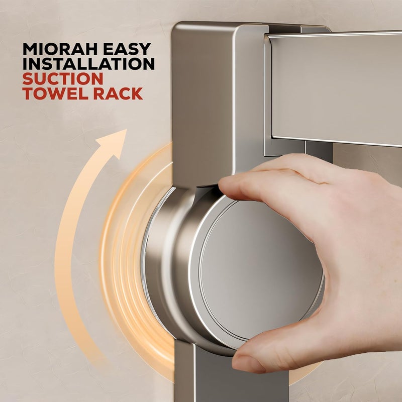 MIORAH Suction Cup Towel Holder in Bathroom | Self Adhesive Suction Heavy Duty, No Drill, Towel Rack for Bathroom Accessories Set for Clothes | 24 Inch - Image 3