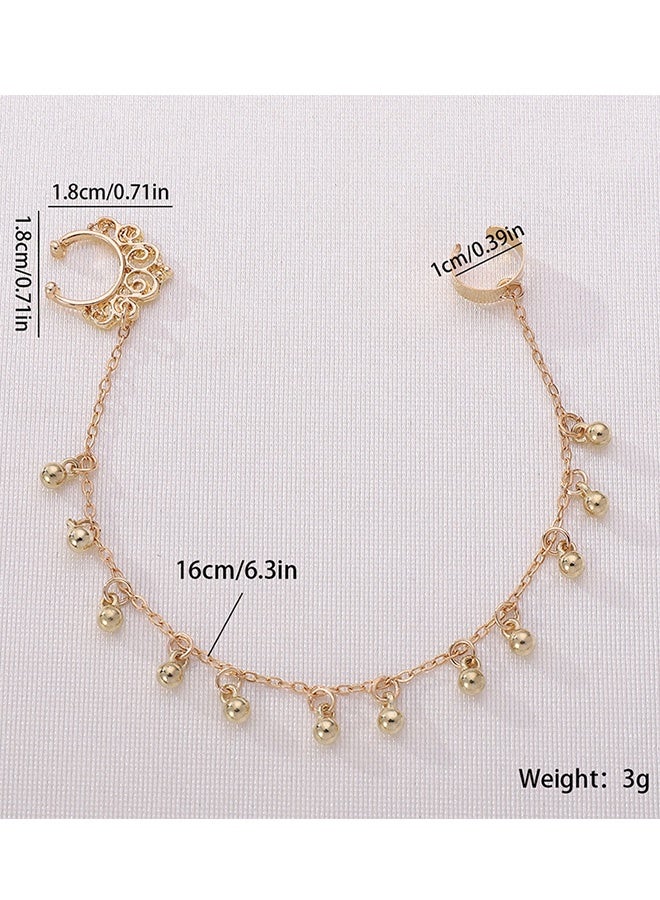 حلقة أنف ذهبية غير مثقوبة للنساء  إكسسوار سهل الارتداء للأنف والأذن تصميم أنيق ومزخرف لحفلات الزفاف والمناسبات التقليدية واحتفالات العيد وحفلات الزفاف والتجمعات الثقافية والمناسبات اليومية الاحتفالية - Image 5