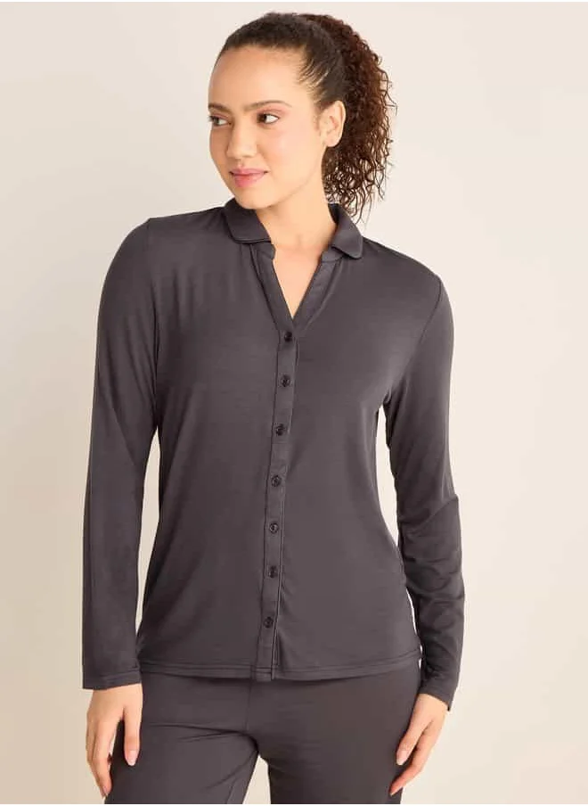 فاف Collared Shirt and Elasticated Pyjama Set