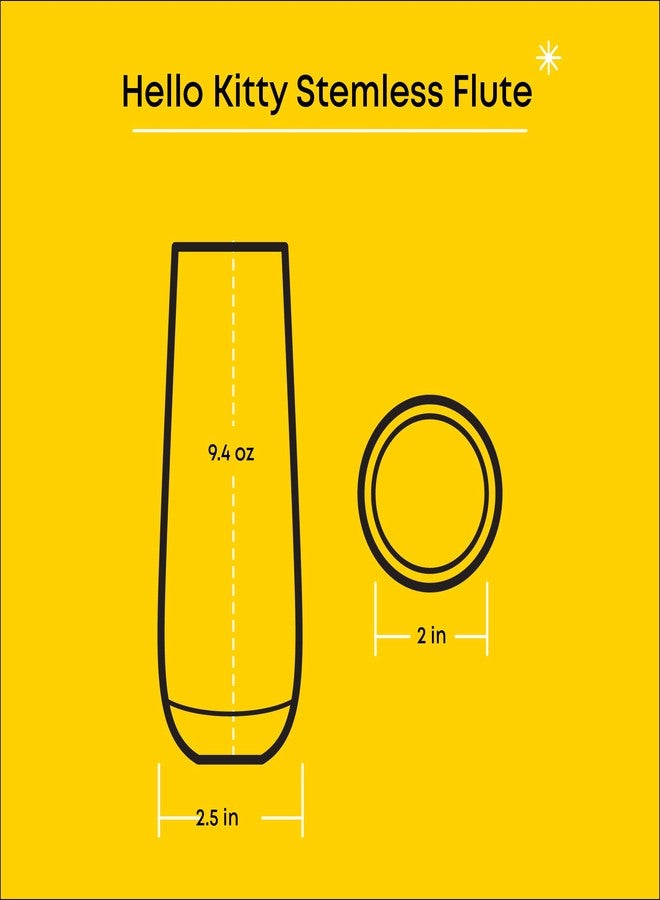 JoyJolt Hello Kitty Stay Gold Stemless Flutes, 9.4oz Drinking Glasses Set of 4, Sanrio Highball Glasses, Kawaii Hello Kitty Kitchen Glass Set Ideal for Water Juice Smoothies, Skinny Tall Glasses - Image 3