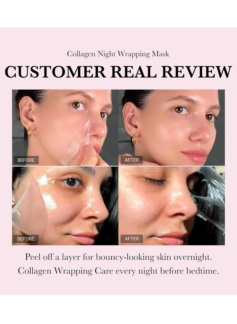 ميديكيوب الكولاجين ليلة التفاف قناع تقشير مجموعة - مرونة وترطيب الرعاية ، والحد من الترهل والظلام - تحلل الكولاجين للبشرة لامعة - العناية بالبشرة الكورية ، 2.53 فلوريدا.oz - Image 3