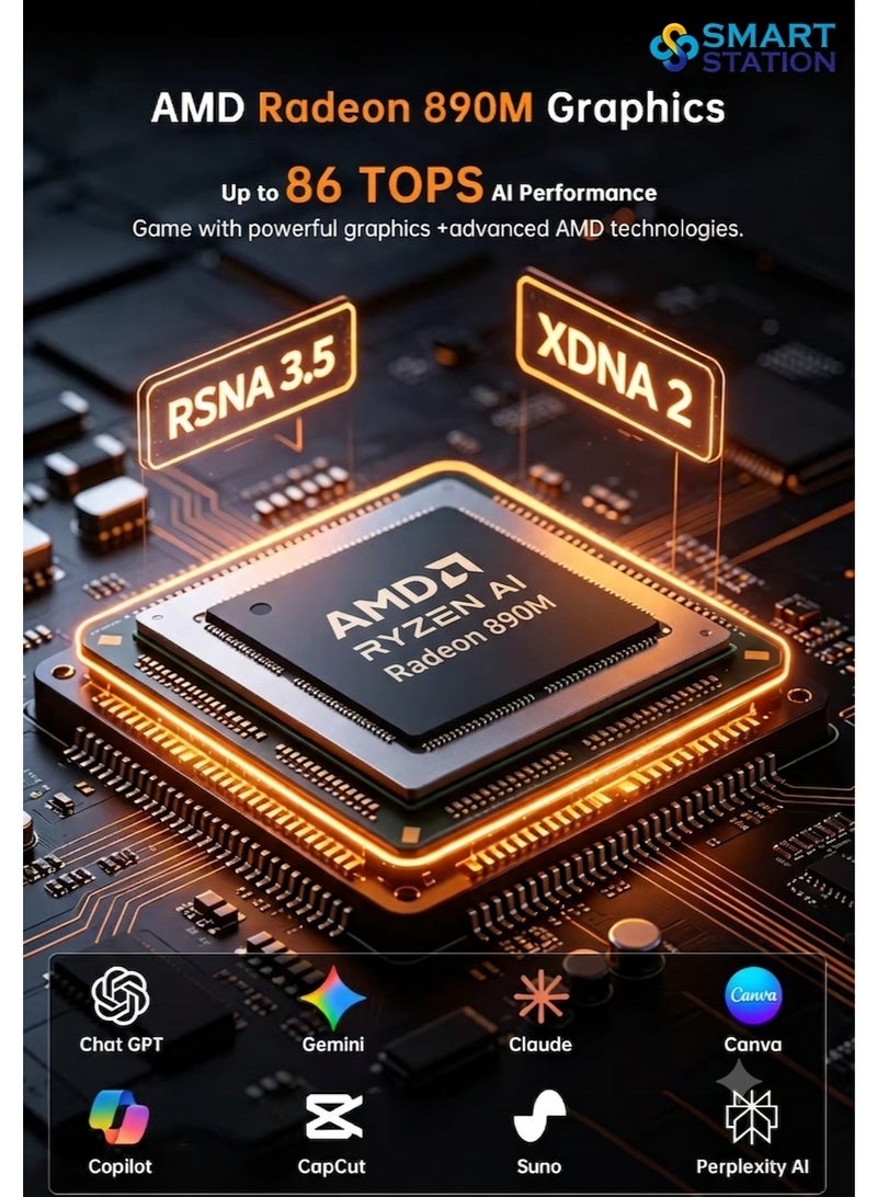 SMART STATION Smart Max AI PC AMD Ryzen AI 9HX 470 16GB DDR5 RAM 1TB SSD Wifi7 Dual LAN Port (2.5Gbps) Support External Oculink eGPU Up to 86 TOPS AI Performance Windows 11 Pro 1 year basic warranty from Smart Station - Image 3