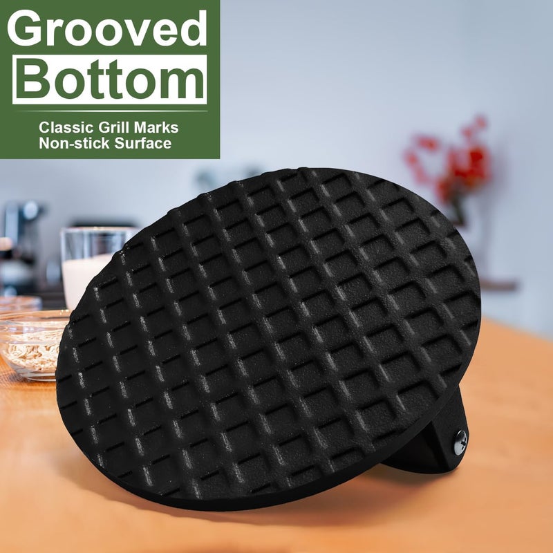 EWFEN Griddle Accessories for Blackstone, Commercial Grade 12 Inch Heavy Duty Round Melting Dome with 7" Round Cast Iron Grill Burger Bacon Press, Perfect for Blackstone Camp Chef Flat Top Griddle Grill - Image 5