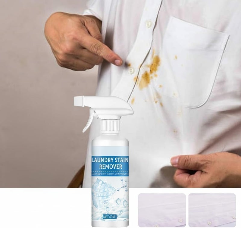 Laundry Stain Remover Spray, Multi-Fabric Stain Scrubber for Cotton, Polyester, Lace and Chiffon, Effectively More Stains (60ml) - Image 1