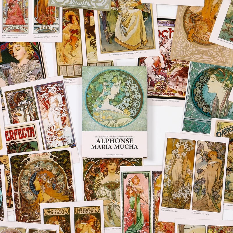 EDENMS Alphonse Mucha Art Postcards, Famous Painting Artwork Post Cards Bulk Pack(30 Pack), Aesthetic Art Picture Collage Kit for Wall, Postcards Poster for School Students Teacher Thank You Note Cards - Image 3