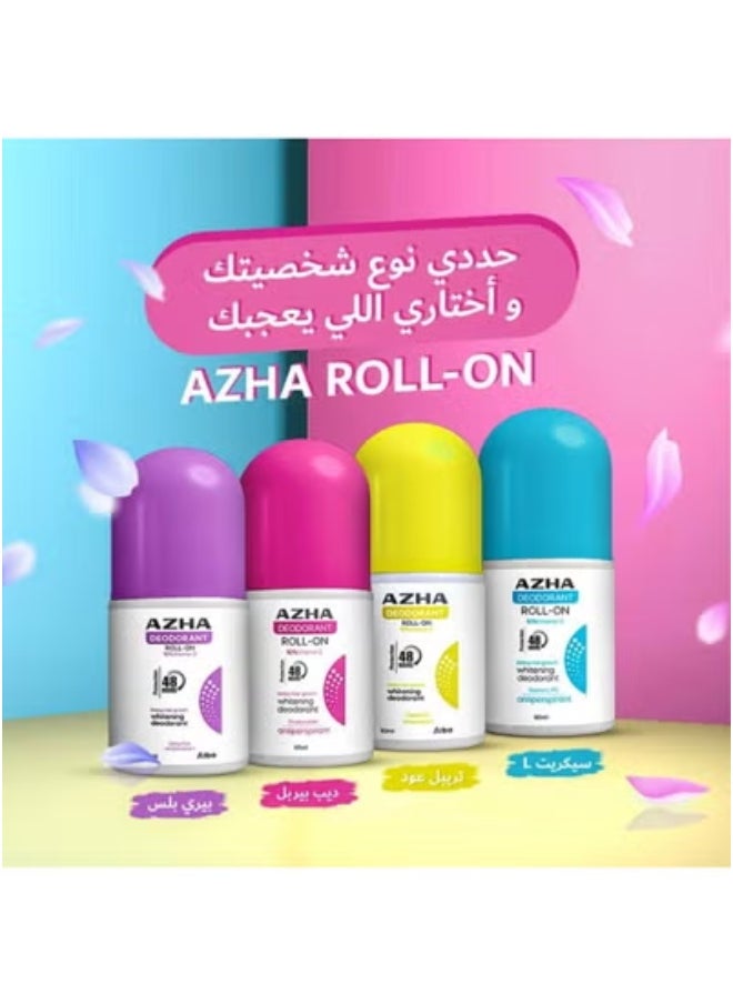 Azha Deep Purple 5*1 Whitening & Hair Growth Delay Deodorant (60ml) - Long-Lasting Freshness
