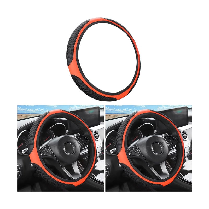 LoyaForba Car Steering Wheel Cover Universal 14515 Inch Soft AntiSlip Neoprene Protector for Steering Wheel Breathable Odorless and Elastic Stretch Car Accessory for SUV Van Truck Orange