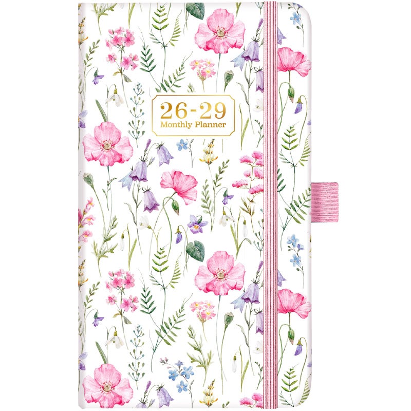 Lortarl Pocket Calendar 2026-2029 - 3 Year Monthly Planner 2026-2029, July 2026 - June 2029, 6.4" x 3.8", Pocket Planner with Elastic Closure - Image 1