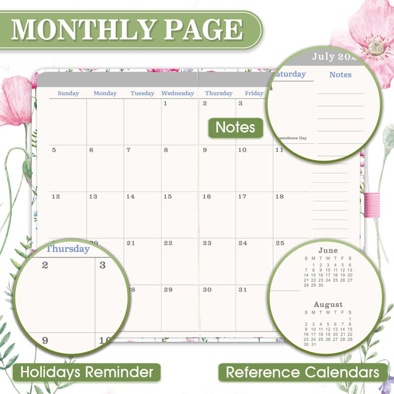 Lortarl Pocket Calendar 2026-2029 - 3 Year Monthly Planner 2026-2029, July 2026 - June 2029, 6.4" x 3.8", Pocket Planner with Elastic Closure - Image 4
