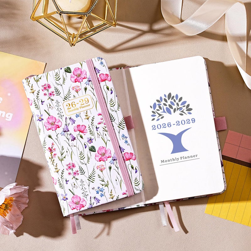 Lortarl Pocket Calendar 2026-2029 - 3 Year Monthly Planner 2026-2029, July 2026 - June 2029, 6.4" x 3.8", Pocket Planner with Elastic Closure - Image 2