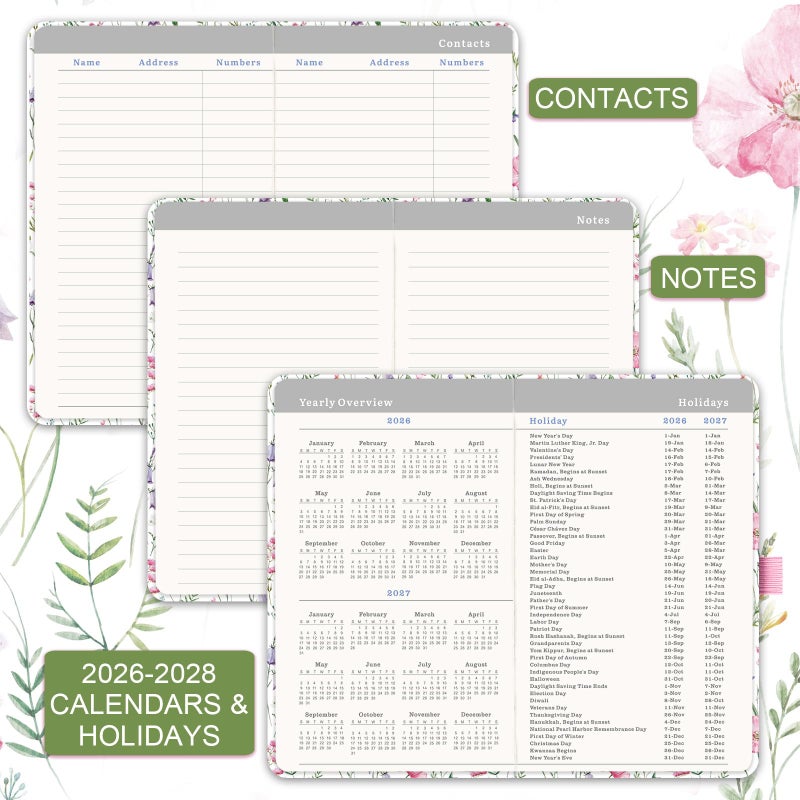 Lortarl Pocket Calendar 2026-2029 - 3 Year Monthly Planner 2026-2029, July 2026 - June 2029, 6.4" x 3.8", Pocket Planner with Elastic Closure - Image 5