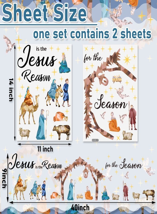 Hotop Christmas Nativity Scene Wall Decal Colorful Religious Nativity Wall Stickers Christian Vinyl Removable Modern Mural Decor for Xmas Holiday Bedroom Living Room - Image 3