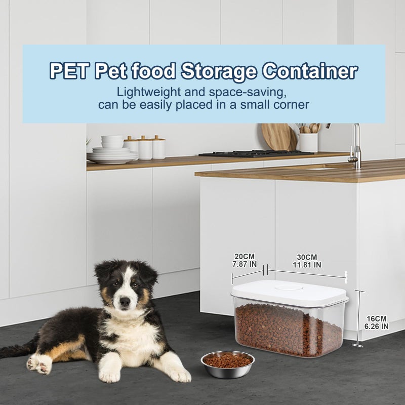 LEAWALK 6 lbs Airtight Dog Cat Food Storage Container and Dog Treat Containers BPA-Free, PET Clear Stackable Pet Storage Bin, 1-Cup Scoop, 1-Sponge cleaning brush, Pop Top, With handle, Easy Mobility-Medium - Image 2